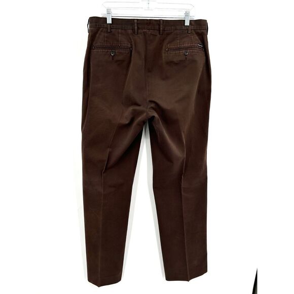 FACONNABLE Men's Brown Straight Leg 100% Cotton Dress Pants Size 36 - Picture 2 of 6
